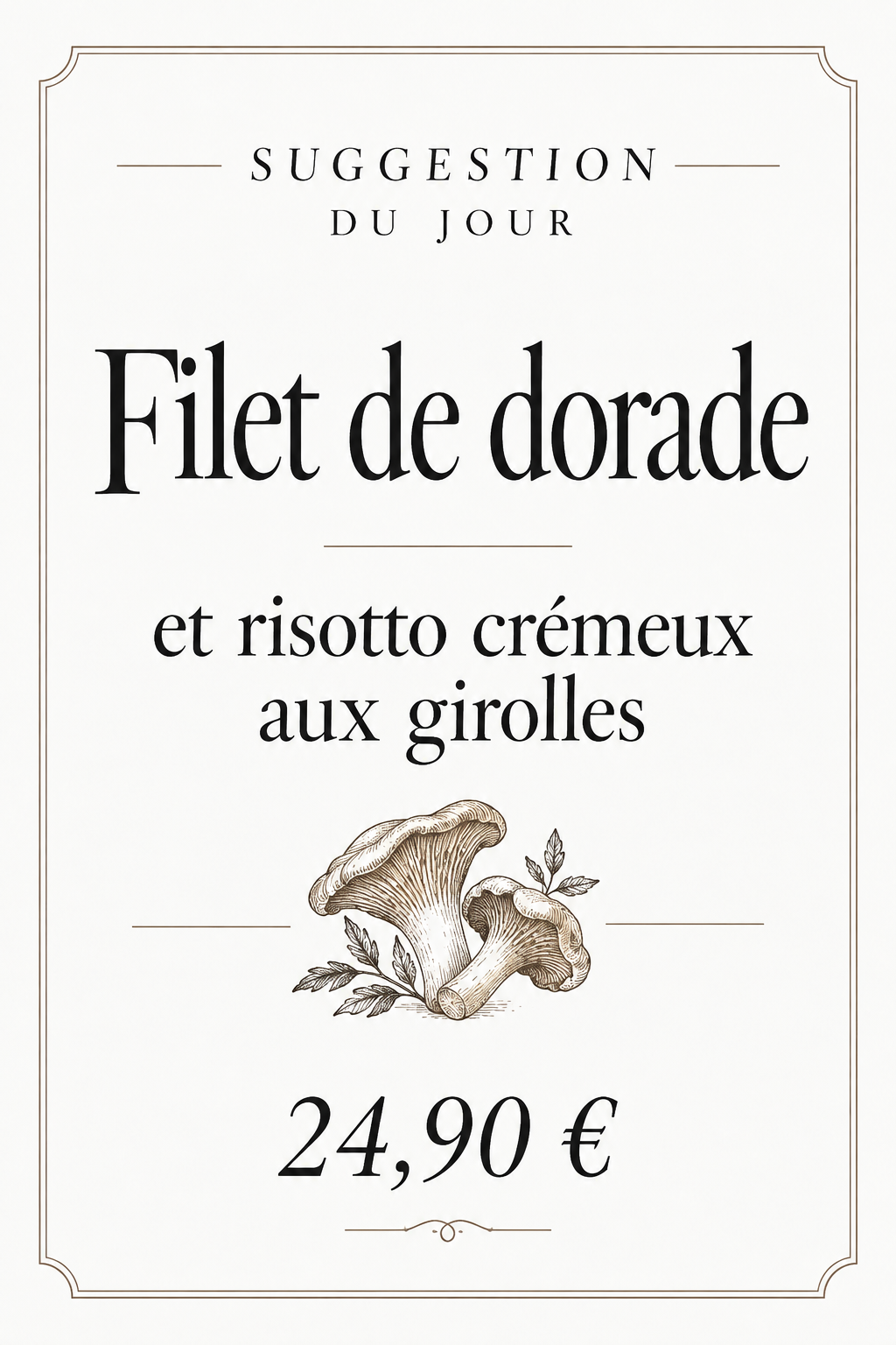 Suggestion du jour filet de dorade aux girolles